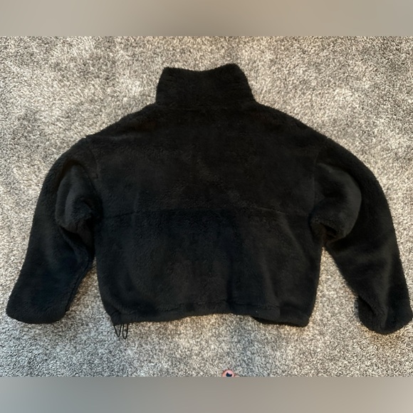 Old Navy Women Size M black High-Neck Half-Zip Sherpa Sweatshirt - Picture 2 of 9